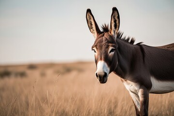 Wall Mural - Frontal View of an Isolated Donkey Against a Gentle Background