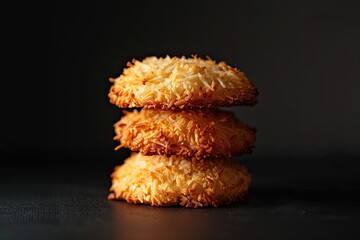 Poster - cookies  Cookies on a black background. Coconut cookies photography  home made cookies.