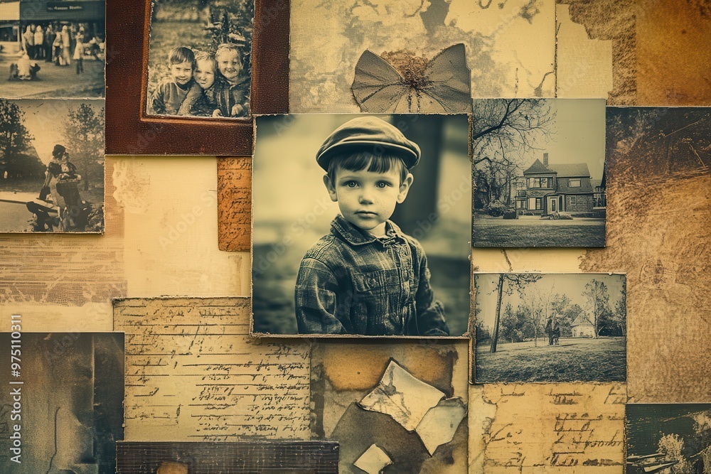 Collage of Vintage Photographs and Handwritten Notes Stock Photo ...