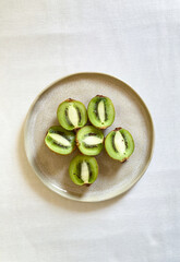 sliced kiwi on a plate