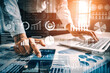 © Summit Art Creations - Big Data Technology for Business Finance Analytic Concept. Modern interface shows massive information of business sale report, profit chart and stock market trends analysis on screen monitor. uds
