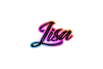 The name “Lisa” written in a stylized colorful retro font