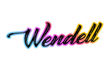 The name “Wendell” written in a stylized colorful retro font