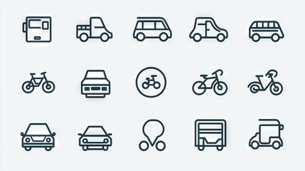 Poster -   A collection of diverse automobiles and vehicles on a white canvas with a cyclist's shadow