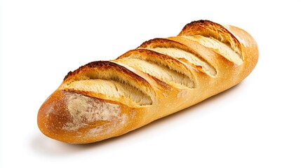 Sticker -   A single loaf of bread sits atop a white table, with a separate slice positioned beside it