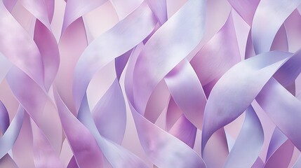 Poster -   A close-up of purple ribbons on a pink and purple background, blurred image of purple ribbons