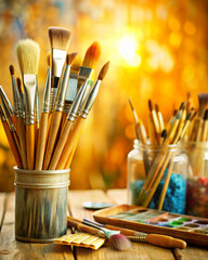 brushes and palette