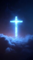 Poster - luminous cross in the clouds, celestial inspiration