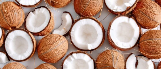 Wall Mural - Fresh organic ripe coconut fruits. Fresh coconut fruits.