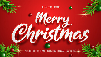 Poster - Editable text effect merry christmas theme, holiday text style effect