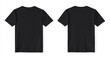 © SejutaCahaya - Black T-shirt mockup isolated on white background, front and back view.