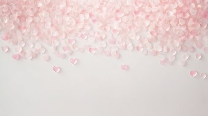 Wall Mural - Abstract background of pastel pink heart bokeh on white background.