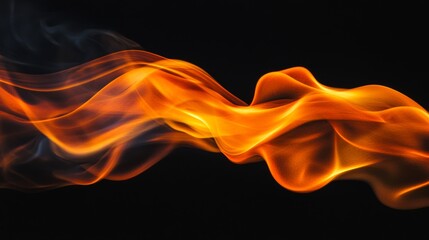 Poster - Flowing orange fire on black background