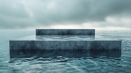 Wall Mural - Minimalist Concrete Platform in Water