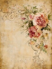 Canvas Print - Vintage Floral Watercolor Illustration.