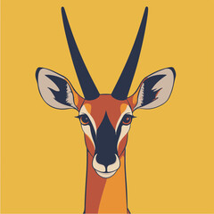 Canvas Print - Stylized Antelope Portrait on Vibrant Yellow Background