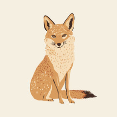 Wall Mural - Vector Illustration of a Sitting Fox in Natural Style