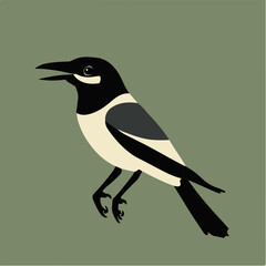 Sticker - Stylized Vector Illustration of a Singing Bird