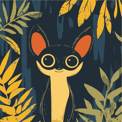 Poster - Whimsical Vector Illustration of a Cute Animal in Nature