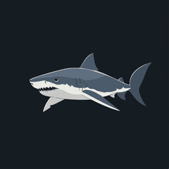 Canvas Print - Stylized Shark Illustration on Dark Background