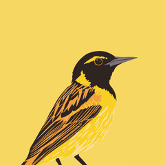 Canvas Print - Vector Illustration of a Yellow Bird on Bright Background