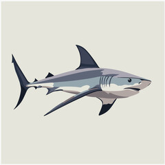 Canvas Print - Vector Illustration of a Shark Swimming Gracefully