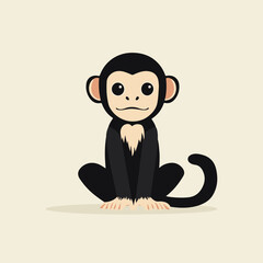 Canvas Print - Cute Vector Illustration of a Sitting Monkey