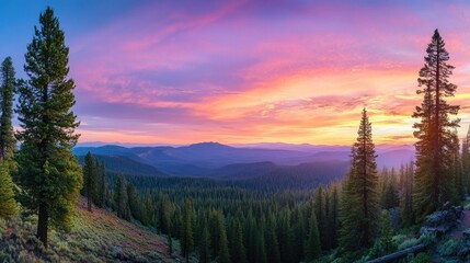 Poster - Sunset Over Mountain Ranges