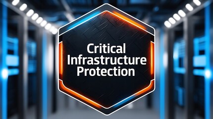 Shield with critical infrastructure protection sign in a high-tech industrial environment, symbolizing cybersecurity and defense (23)