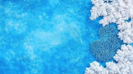 Abstract Blue and White Coral Reef Background with Copy Space