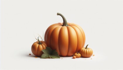 orange pumpkin highlighted on a white background, minimalism, halloween	