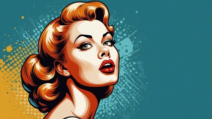 Wall Mural - beautiful surprised pin up girl vector illustration background