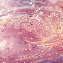 Wall Mural - Delicate Pink Water Splash with Reflective Surface