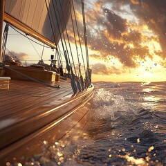 Wall Mural - Sunset Sailing Adventure on Calm Waters