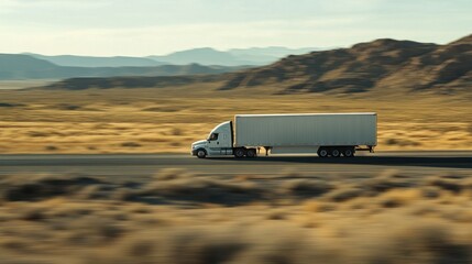 Wall Mural - Semi-Truck on a Desert Highway