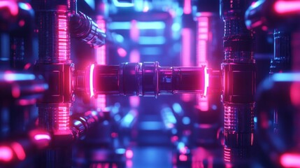 Poster - Neon Lights in a Futuristic Setting