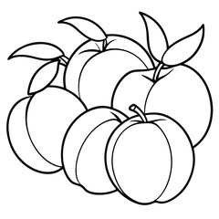 Wall Mural - various peaches outline coloring book page line art drawing