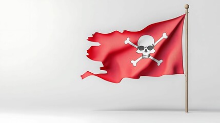 Wall Mural - Surreal Pirate Flag in Pastel Hue - High Detail Digital Painting with Clear Light and Sharp Focus on Organic Shading Background