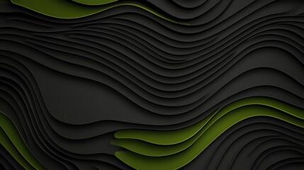 Poster - Abstract Black and Green Wavy Lines  Curved Background Design