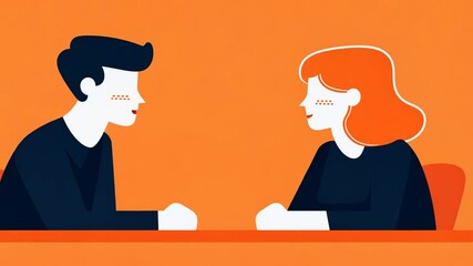Poster - Two People Engaging in a Friendly Conversation at a Table Generative AI
