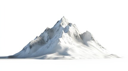 9. **A 3D render of a snowy mountain peak with sunlight casting dramatic shadows, isolated on a clean white background