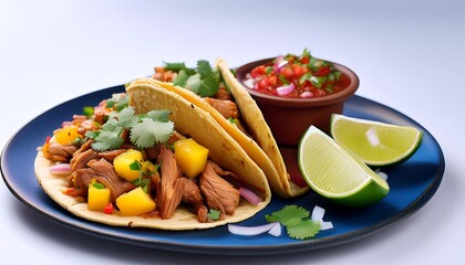 Wall Mural - Delicious Tacos with Pulled Pork, Mango, and Pico de Gallo