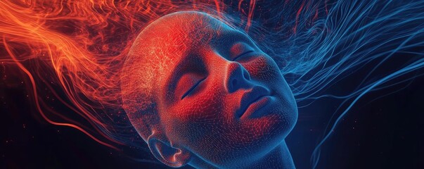 Poster - Dreamy portrait with vivid colors and lights, capturing the essence of tranquility and creativity in an abstract form.