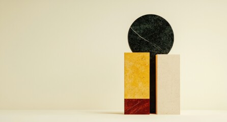 Poster - abstract geometric shapes in natural stone materials