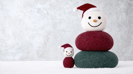 Poster - Festive snowman figures in the snow