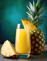 Wall Mural - Fresh pineapple juice & fruit