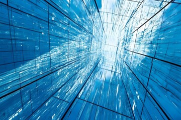 Wall Mural - Abstract Blue Glass Grid   Futuristic Architecture Background