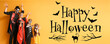 © Pixel-Shot - Family in Halloween costumes on color background