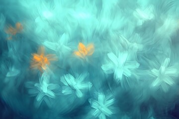 Wall Mural - Abstract Teal and Yellow Floral Background