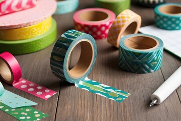 Vibrant Thick Washi Tape Graphic Isolated for Crafting and Scrapbooking Projects